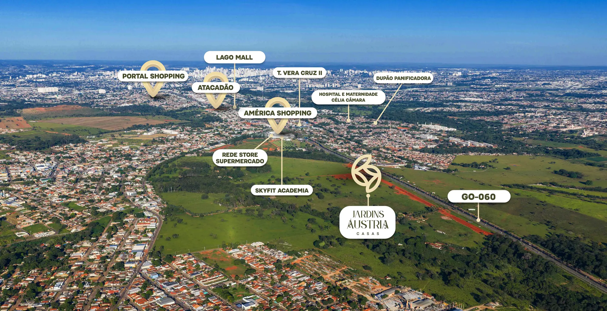 Mapa de localização do Jardins Áustria na GO-060