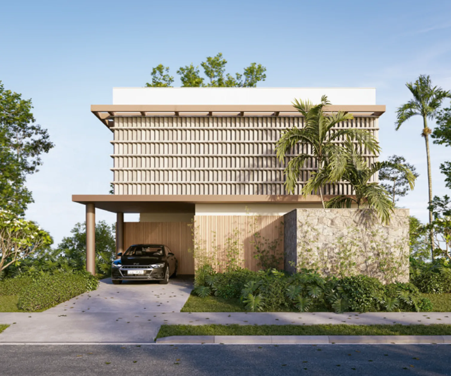Fachada da Casa Tropical, assinada por Mooca Estúdio